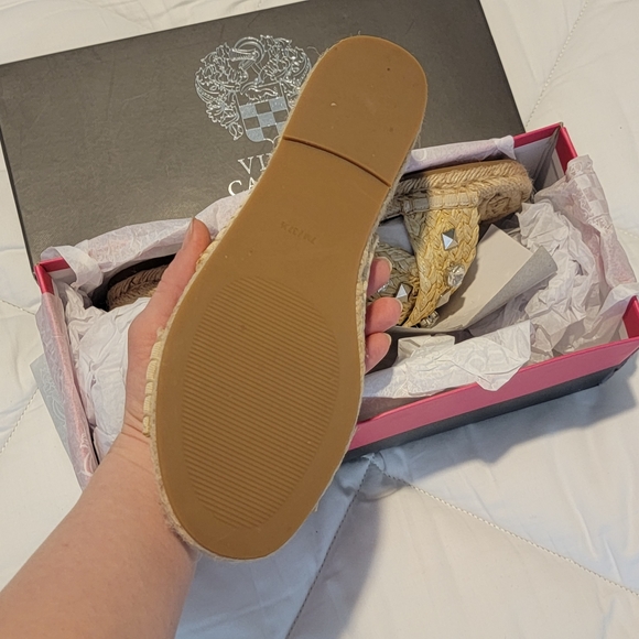 Vince Camuto Jermindi Embellished Raffia Slide Sandals - Picture 8 of 9